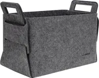 25L Filz Aufbewahrungskorb 37x24x37 cm Holz Kaminholzkorb Filzkorb Holzkorb Grau
