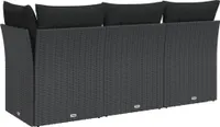 vidaXL Gartensofa mit Kissen 3-Sitzer Schwarz Poly Rattan