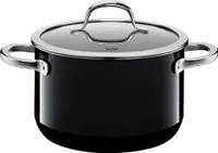 Silit Passion Black Kochtopf hoch 20cm, Glasdeckel, Fleischtopf 3,7l, Silargan Funktionskeramik, Topf Induktion, schwarz