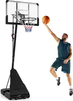 COSTWAY Tragbarer Basketballständer, 1,5 m - 3,05 m höhenverstellbares Basketballtor-System mit bruchsicherer Rückwand, Basketball-Abprallplatte & Räder