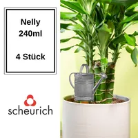 Scheurich 4x Wasserspender Nelly Grau Gießkanne 240 ml Pflanzen Deko aus Keramik Ceramics Bewässerungskugel Pflanzbewässerung mit Tonspitze