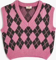 Koton Sweater Rosa Gemustert
