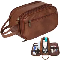 Kulturbeutel, Herren Reise Kulturtasche zur Nass-Trocken-Trennung, Make-up-Organizer, Herren-Dopp-Kit, Braun