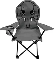 Kinder Anglersessel Dunkelgrau mit Getränkehalter und Tasche Elefant