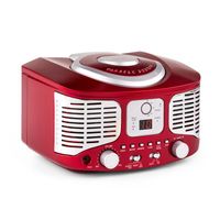 auna RCD320, retro CD prehrávač, FM, AUX, červený