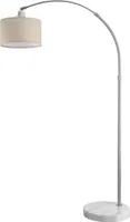 MONZANA® Bogenlampe Stoffschirm Marmorfuß 150-175 cm Höhenverstellbar Fußschalter Schwenkbar E27 Wohnzimmer Schlafzimmer Stehlampe Standleuchte Leinen