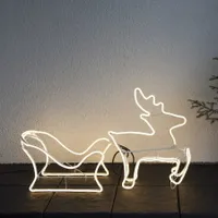 Dekoracja świąteczna Renifer z Saniami 2D NEON LED 90 cm szerokości