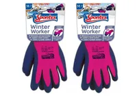 Spontex 2er Pack Größe M Winter Worker Handschuhe Arbeitshandschuhe Innenfütterung für hohen Kälteschutz Latexbeschichtung Rosa