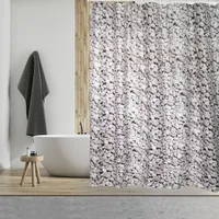 MSV Protiplesňový sprchový záves 140115 - Antibakteriálny, umývateľný, vodotesný, s 12 krúžkami - Polyester, "Mozaika" 180x200cm biely