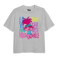Trolls - "Love Laugh Sing" T-Shirt für Mädchen TV2453 (140) (Grau meliert)