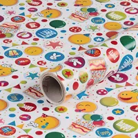 Geschenkpapier Smilies, Weiß, Geburtstagspapier, Kindergeburtstag, 0,70 x 10 m