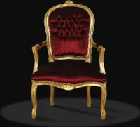 Barockstuhl Barock Stuhl Salon Salonstuhl Armlehne Bordeaux Rot Gold Stoff Esszimmer Wohnzimmer Schminkstuhl Royal Premium Luxus Modern Klassisch