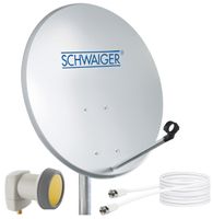 SCHWAIGER 9727 SAT systém Satelitný komplet Satelitná anténa Jednoduchý LNB Koaxiálny kábel 10 m digitálna Hliníková SAT anténa Svetlo šedá 55 x 62 cm