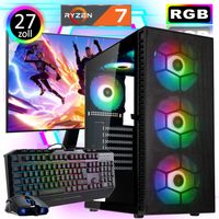 Gaming PC Komplett-Set AMD Ryzen7 5700G - AMD Radeon VEGA Grafik - 500GB M.2 NVMe SSD - 16GB DDR4 - Windows 11 - WLAN - Samsung 27" TFT - Tastatur/Maus