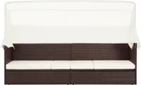 vidaXL Gartensofa mit Sonnendach Poly Rattan Braun