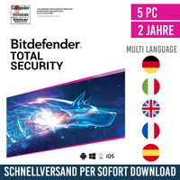 Bitdefender Total Security 2024 | 5 Geräte | 2 Jahre | Sofortdownlo