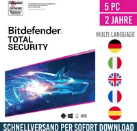 Bitdefender Total Security 2025 | 5 Geräte | 2 Jahre | Sofortdownload