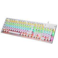 104 Tasten Punk Mechanische Tastatur, Beleuchtete Gaming-Tastatur | USB-betrieben | 9 Lichteffekte | QWERTY-Layout, weiß