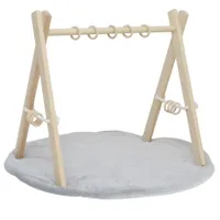 LuMali BABY GYM Spiel aus Holz mit einer grau Spielmatte spielbogen Für Kleinkinder  Montessori Spiel Spielzeug Für Kleinkind Übung Baby Gym