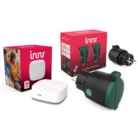 Innr Zigbee Outdoor Smart Plug Set, 2 Outdoor Steckdosen, Zigbee Bridge, App-Steuerung, Automatisierung der Gartenbeleuchtung, kompatibel mit Alexa