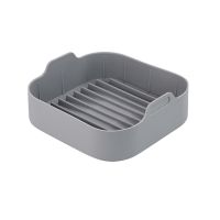 Non -Stick Frittyers Korbmatte Multifunktional Silikon quadratische Lebensmittel Safe Luft Frittiertopf für Küche-Grau