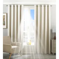 Vorhang-Set blickdicht mit Ösen (2er Set) B/H: 229x183 cm Creme-Elfenbeinfarben Verdunkelnd Store