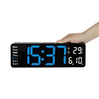 Wanduhr Digital, 13'' LED Uhr mit GroßEm Display, Digital Uhr mit Einstellbarer Helligkeit,Fernbedienung, LED Wanduhr mit Datum, Woche,Blaues Licht
