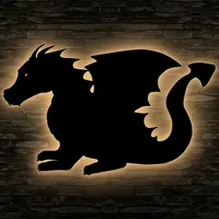 Magisches Drachen-LED Nachtlicht mit Lasergravur für Schlafzimmer und Wohnzimmer in Buche  #72