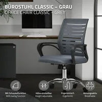 Ergonomická kancelářská židle ML-Design, šedá, 360° otočná židle s kolečky