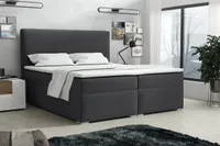 Deine Möbel 24 Boxspringbett BASIC 200x200 cm Dunkelgrau grau Komplettbett inkl Taschenfederkernmatratzen 7 Zonen H4 Polsterbett Ehebet Topper
