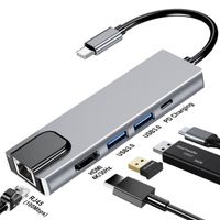 5 IN 1 USB-C Typ-C auf HDMI RJ45 HUB TV Adapter 4K Kabel Splitter HUB für Macbook Samsung Huawei Phone Tablet