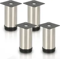 SWANEW 4x Möbelfuß Möbelfüsse Edelstahl Fuss Durchmesser 40 mm Höhe 150mm Schwarz Höhenverstellbar