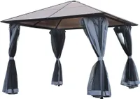 Outsunny altana ogrodowa namiot imprezowy z panelami bocznymi dach PC aluminium 300x300x265cm