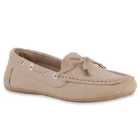 VAN HILL Damen Mokassins Slippers Bequeme Schleifen Profil-Sohle Schuhe 840893, Farbe: Beige, Größe: 40