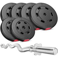 Hop-Sport Hantelset 57 KG SZ-Stange Curlstange Hantelcheiben Gewichte 4 x10 kg + 2 x 5 kg