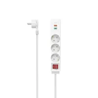 hama 3-fach Steckdosenleiste mit Schalter 1,4 m weiß mit USB-Buchse