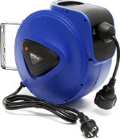 XPOtool Automatik Kabeltrommel 15 m mit Wandhalterung, 180° drehbar inkl. Montagematerial, automatische Stromtrommel