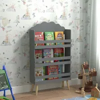 Lina® Kinderbücherregal, im modernen Design, aus MDF Holz, 3 stöckiges Kinderregal, Aufbewahrungsregal für Bücher Spielzeug, 58x18x98cm - Grau