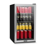 Klarstein Beersafe 4XL Kühlschrank Getränkekühlschrank , 124 Liter: 132 Dosen , 4 verchromte Metalleinlegeböden , gradweise einstellbare Innentemperatur von 0 bis 10 °C , doppelt isolierte Glastür, freistehend , Edelstahlfront