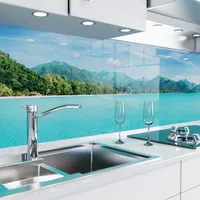 danario Küchenrückwand selbstklebend - Matt - Spritzschutz Küche - versteifte PET Folie - 0,36 mm - Tropisches Paradies - 60cm x 340cm