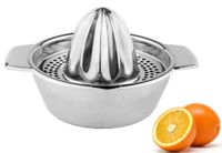 Bayli Ruční odšťavňovač na citrusy z nerezové oceli | Ø12,5 cm odšťavňovač | Odšťavňovač na citrony se sběračem a výlevkou | Odšťavňovač na limetky | Odšťavňovač na ovoce | Odšťavňovač na citrony Citrusové plody