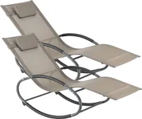 2x Hojdacie lehátko Almaluez 153 x 63 x 80,5 cm Sada 2 lehátok do 120 kg Relaxačné lehátko s opierkou hlavy Sada 2 lehátok béžová