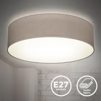 Deckenleuchte Ø30 cm - Stoffschirm, E27 Fassung, 2-flammig, taupe