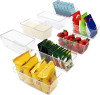Kurtzy Kühlschrank Organizer Box Set für Küche, Schränke (8Stk) Plastik Organizer 20cm Lang, Ordnungssystem Transparent für Bad, Speisekammer,
