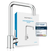 Bächlein Küchenarmatur 360 Grad schwenkbar - in Chrom– Einhand-Spültischbatterie mit 360° schwenkbarem Auslauf, Wasserhahn für die Küche