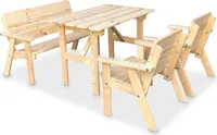 Kinder Sitzgarnitur 4-tlg. aus Holz, 2 Stühle, 1 Bank, 1 Tisch, unbehandelt