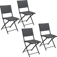 CASARIA® Polyrattan Klappstuhl Set 120kg Belastbarkeit Platzsparend Klappbar Leicht Tragbar Wetterfest Garten Terrasse Balkon Camping Stuhl Sessel, Farbe:4er Set Schwarz