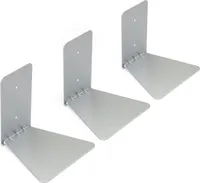 Umbra Conceal Wall Shelf Small, sada 3 kusov, nástenná polica, plávajúca knižnica, kov, strieborná, 13,5 cm, 330639-560