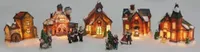 Ambiance 9-tlg. Weihnachtsdorf Figuren Set mit Beleuchtung