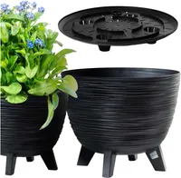 Blumentopf Mit Füßen Und Einsatz 29 Cm Pflanzgefäß Blumenkübel Pflanztopf Für Das Haus, Den Garten Anthrazit